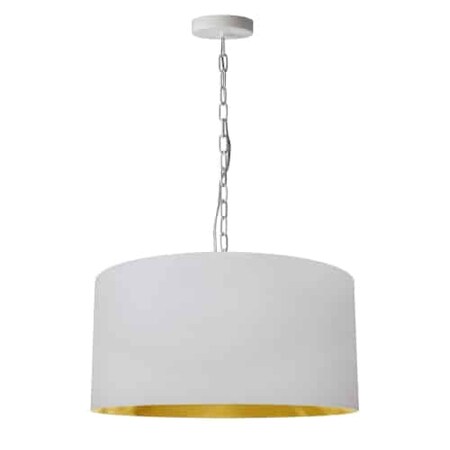 Dainolite 1Lt Braxton Medium Pendant, Wht/Gld Shade, Wht BXN-M-WH-692